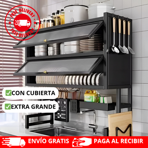 Organizador de platos con doble almacenamiento