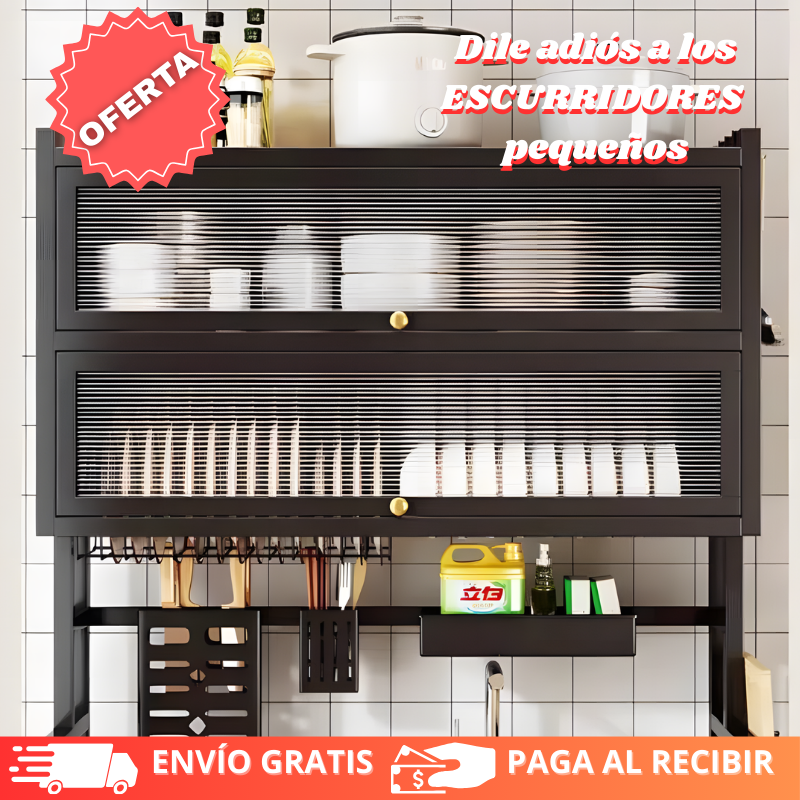Organizador de platos con doble almacenamiento
